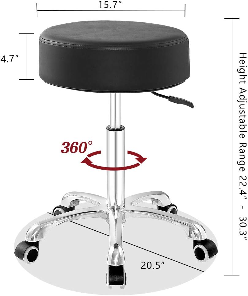 Height Adjustable Swivel Stool with Extra Large Seat (Black) T692825