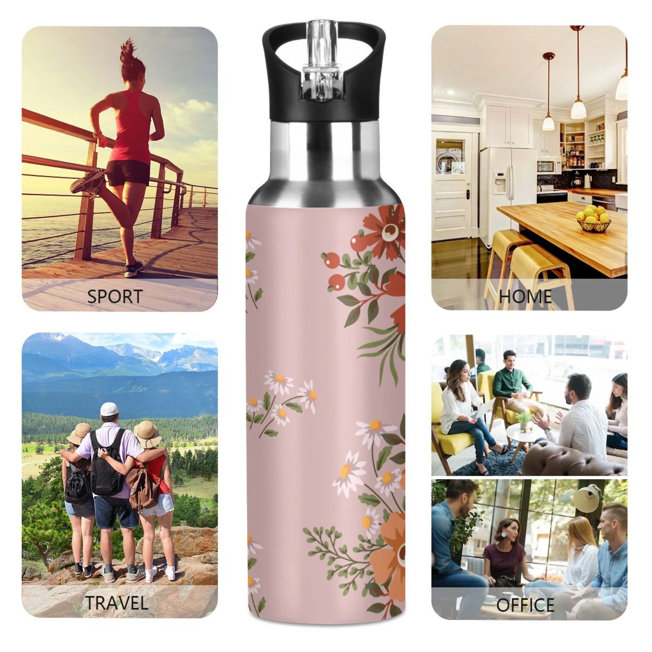Stainless Steel Insulated Water Bottle with Straw Lid I98110