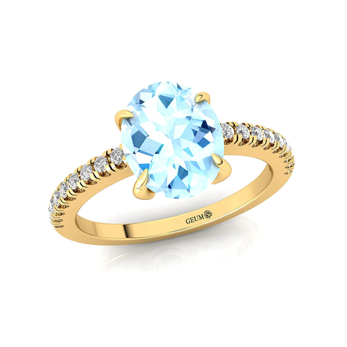 Aquamarine Diamond 14k Solid Gold Ring R37446
