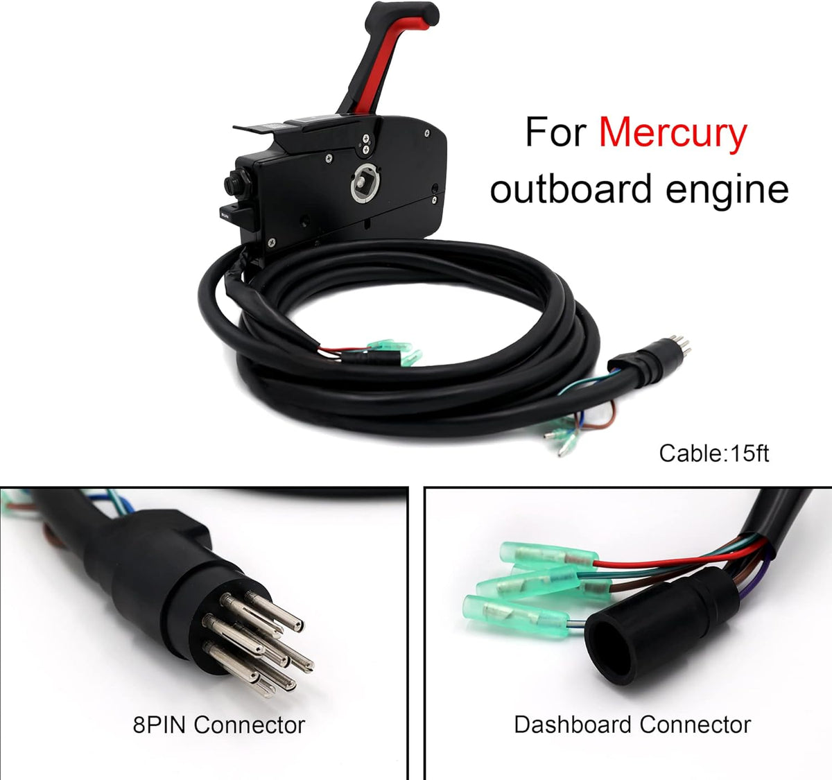 Outboard Remote Control Box with Side Mount, 8Pin Cable, Emergency Lanyard O984