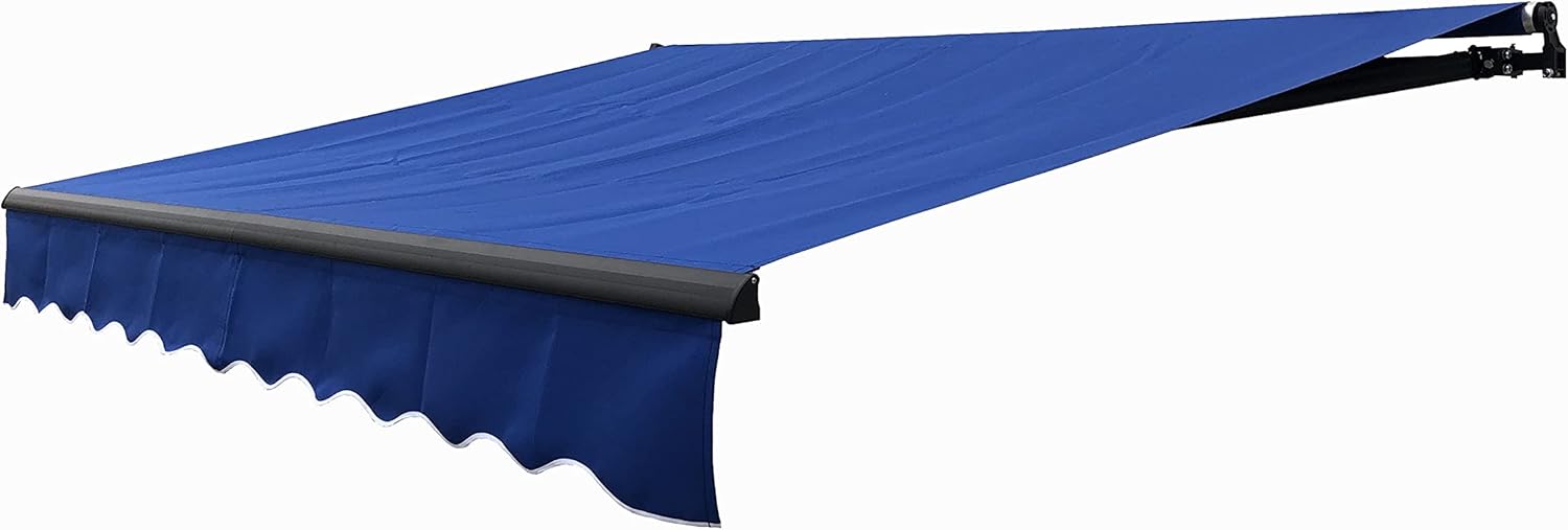 Motorized Retractable Patio Awning 12 x 10 Feet Blue C967269