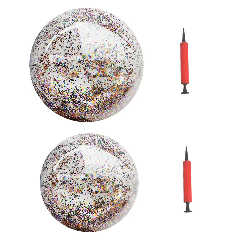 4pcs Glitter Sequin Beach Balls Inflatable PVC Toys with Pumps L251197