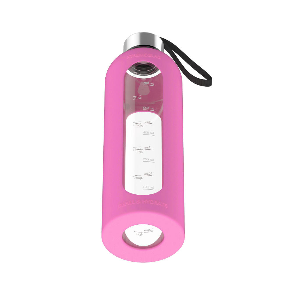 32 Oz Glass Water Bottle With Silicone Sleeve Leak Proof Lid (Pink) Z753144