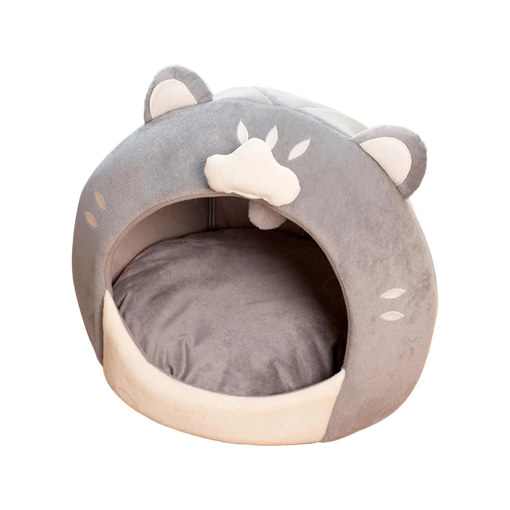 Covered Cat Bed House Tent with Plush Ball Inner Cushion V8288