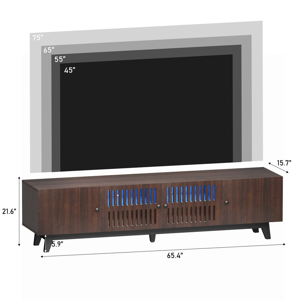 Brown 66 in TV Stand with Storage and LED Light V14270