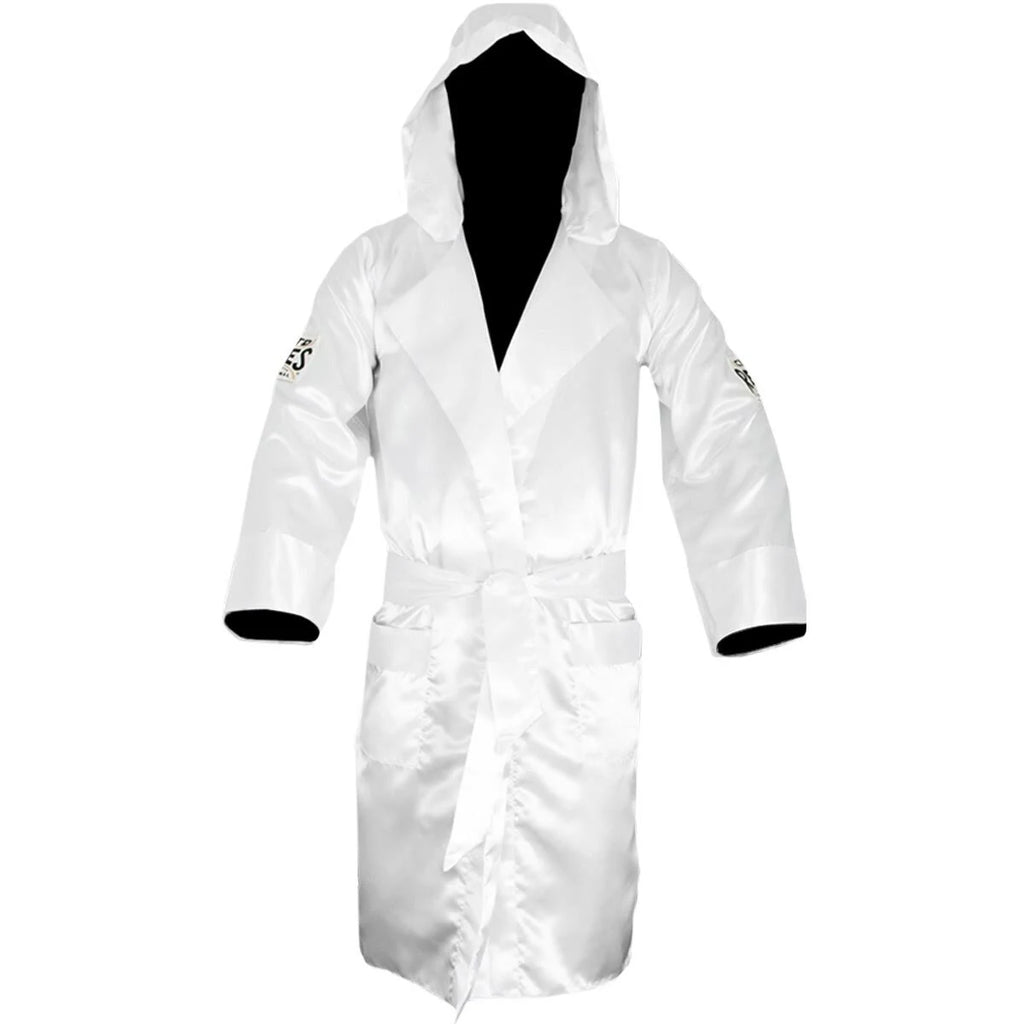 White Satin Boxing Robe with Hood I6942