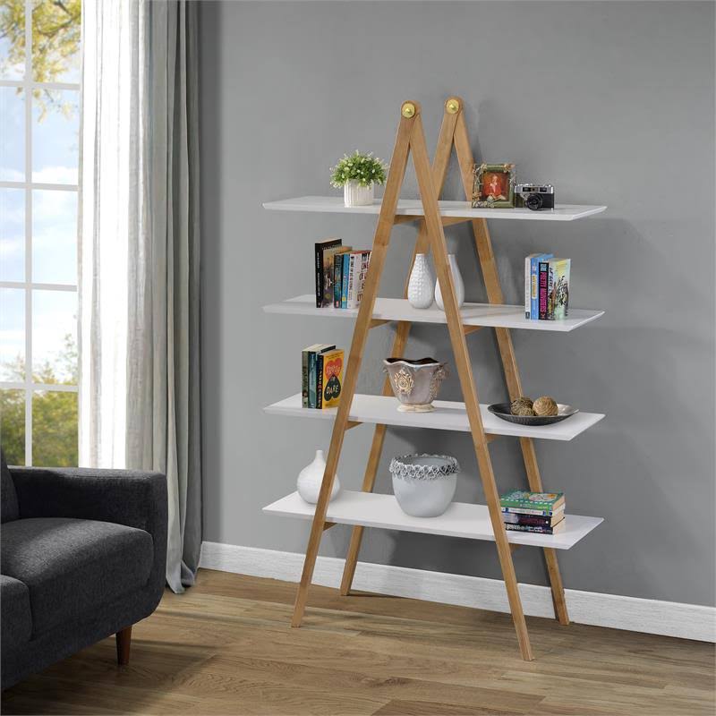 White Multi-Toned Bookcase R68156