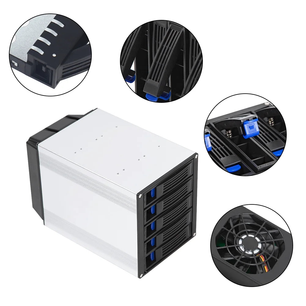 5-Bay 3.5 Inch HDD Hot Swap Mobile Rack Cage Tray Enclosure C470