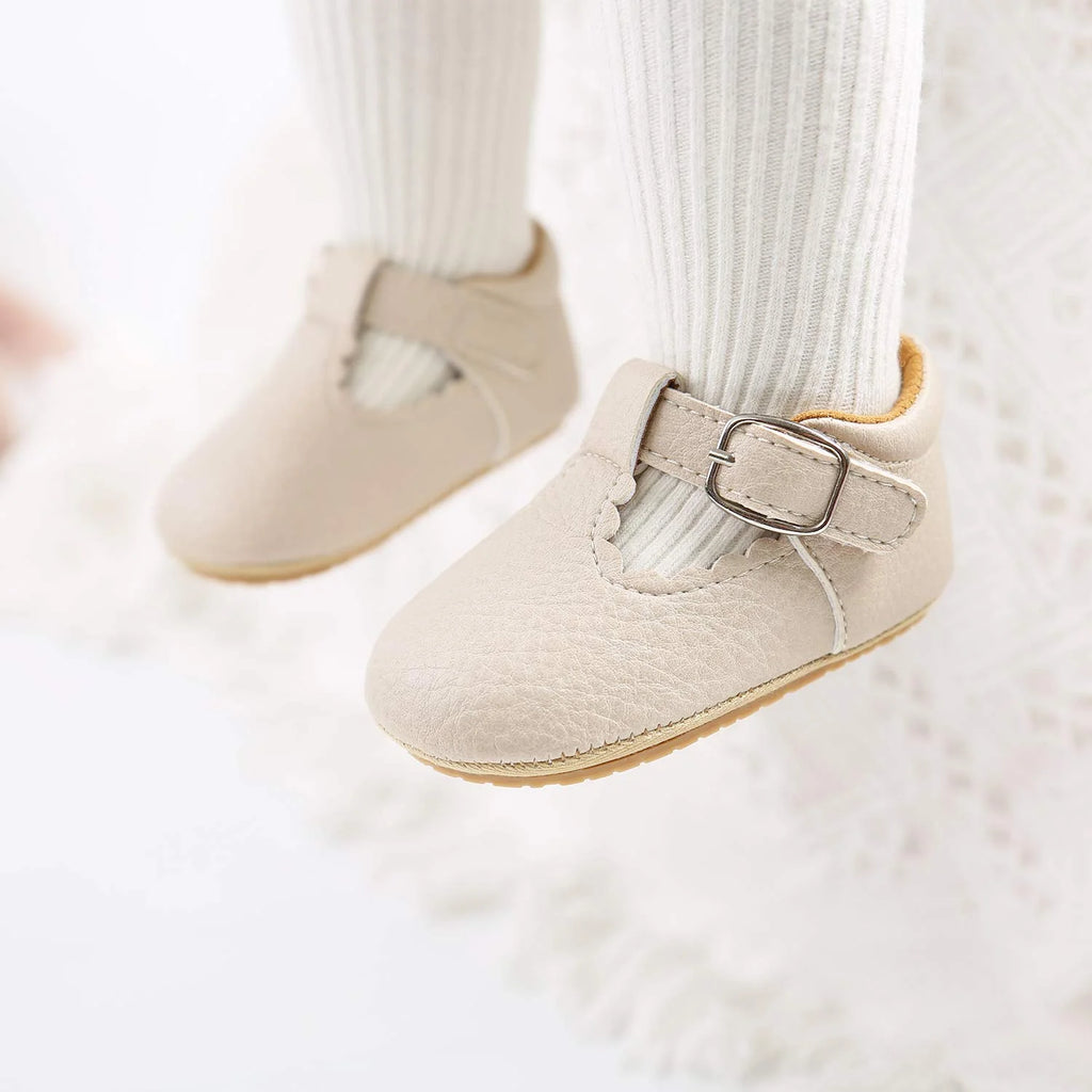 Beige Baby Girl Mary Jane Flats Dress Shoes K1696