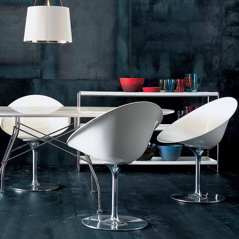 Glossy White Swivel Armchair L6656