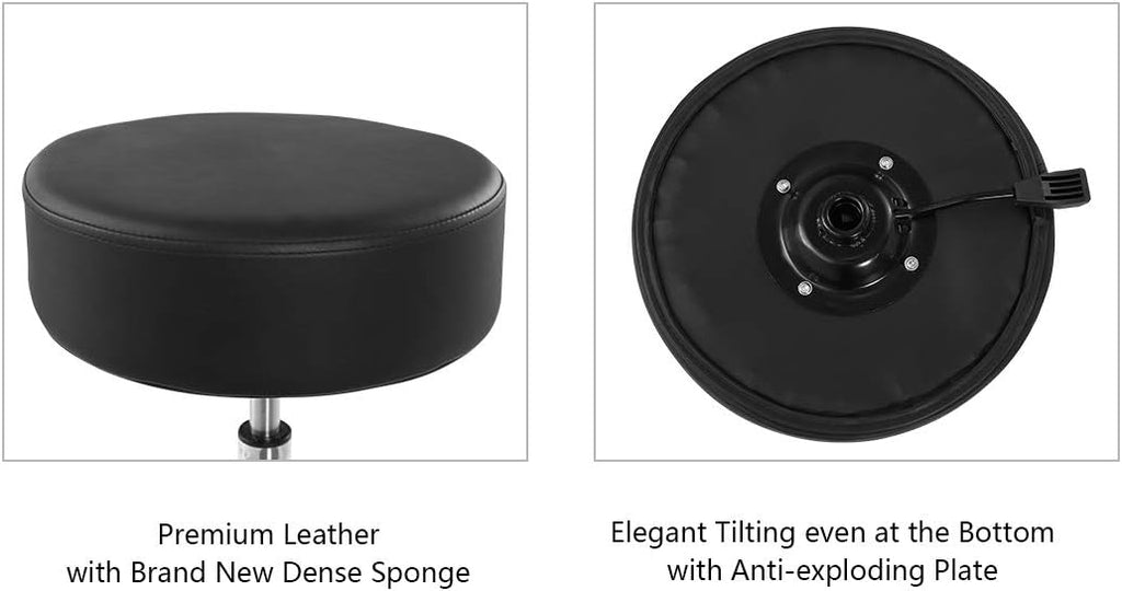 Height Adjustable Swivel Stool with Extra Large Seat (Black) T692825