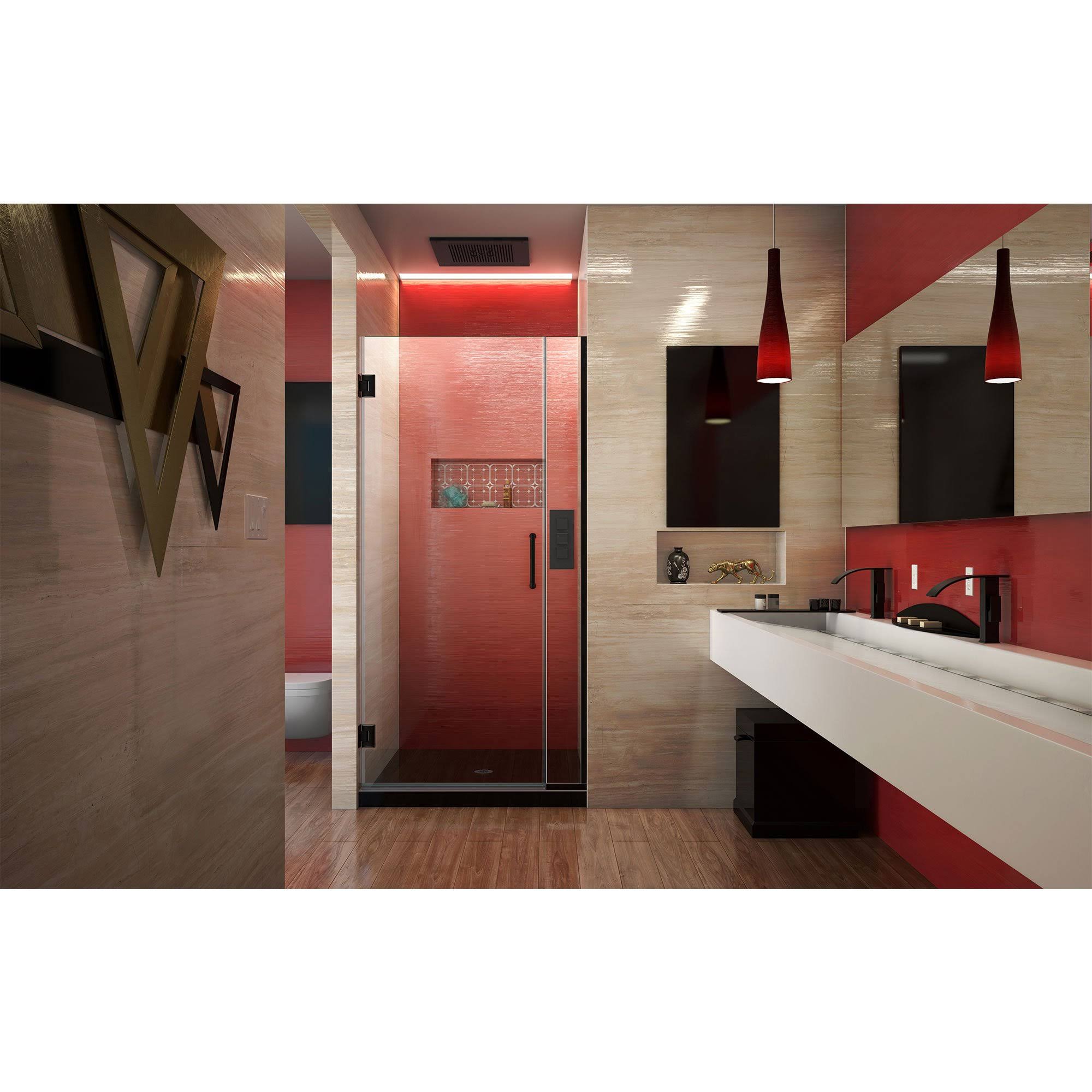 Satin Black Frameless Hinged Shower Door C828069
