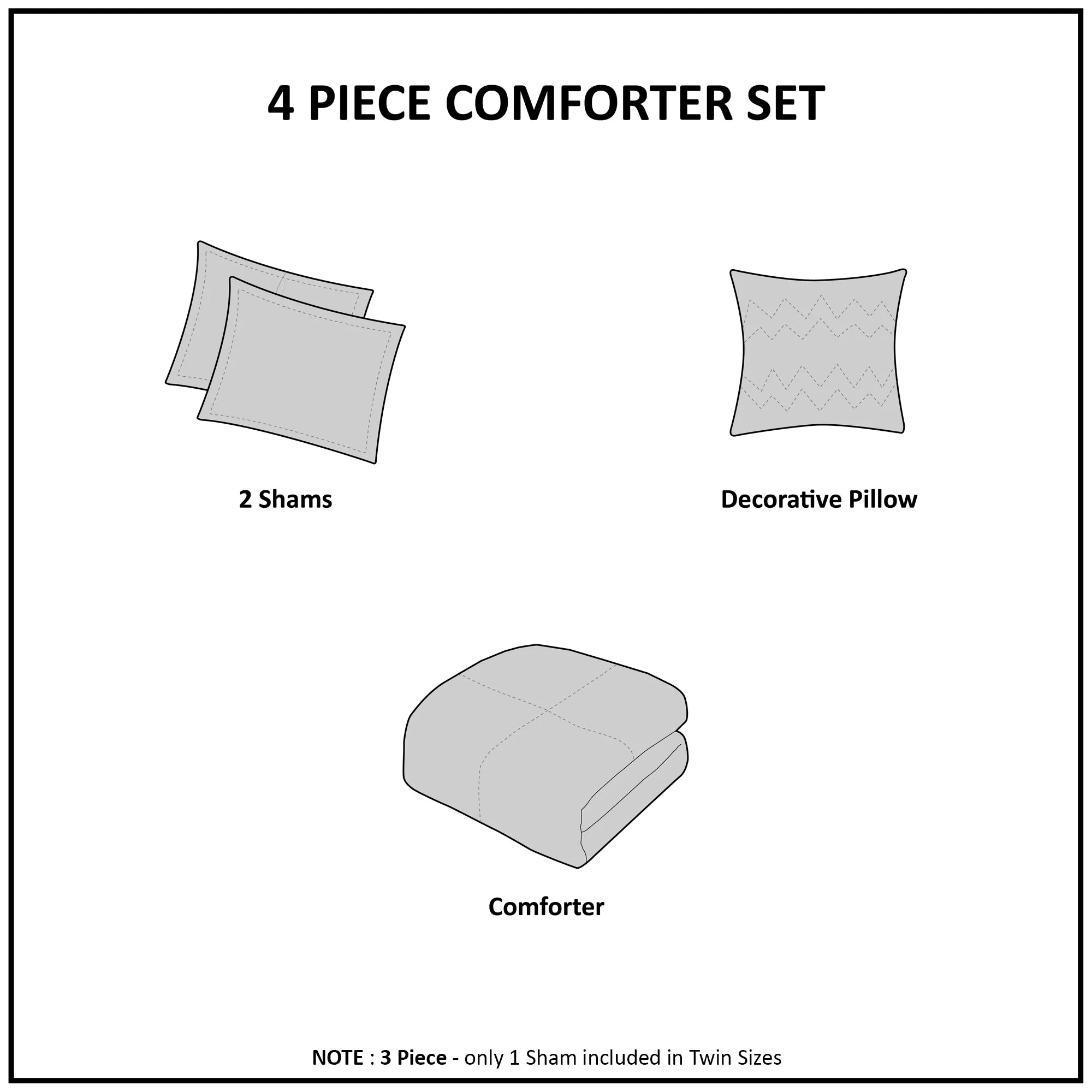 Twin/Twin XL 3-Piece Reversible Comforter Set with Decor Pillow F7129