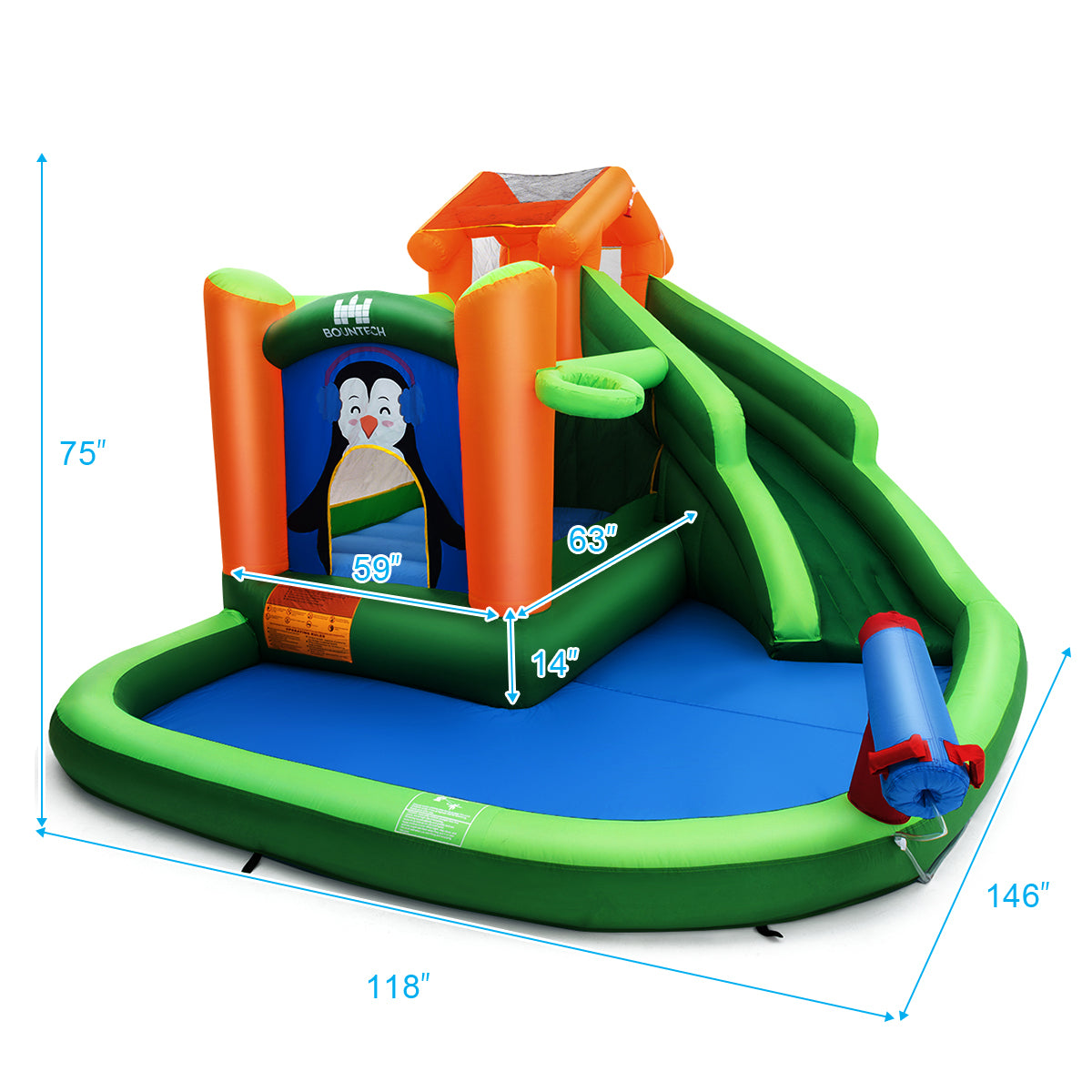 Inflatable Water Park Slide Bouncer with Splash Pool and Blower E4998