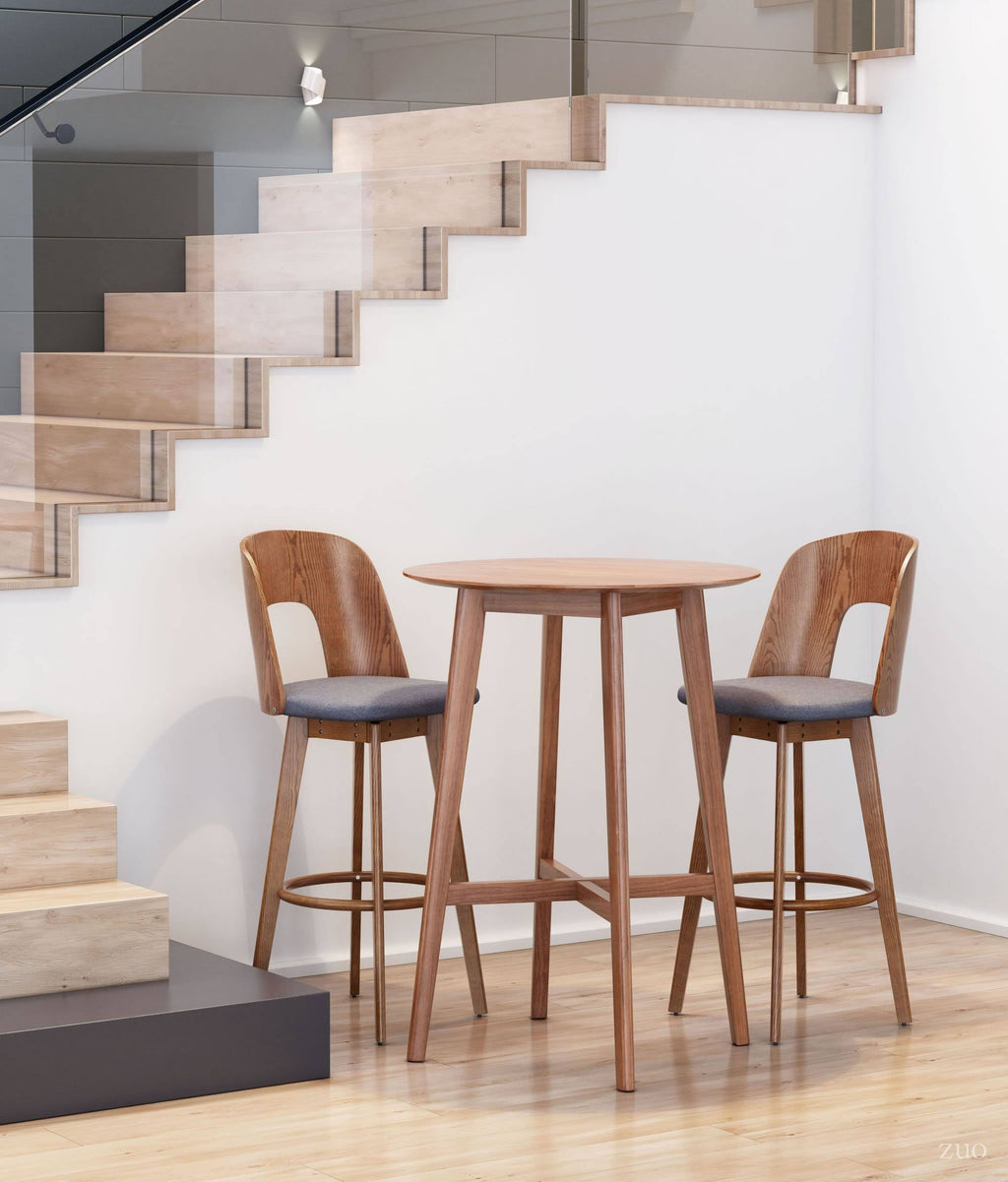 Walnut & Dark Gray Barstool (Set of 2) R978