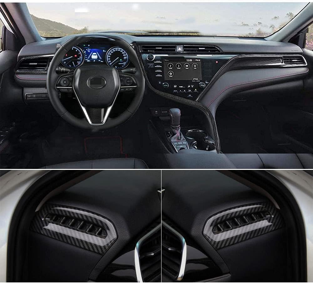 10Pcs Black Car Interior Trim Set for Toyota Camry 2018-2020 W27753
