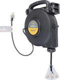 25 Ft 12/3 Retractable Extension Cord Reel with 3 Electrical Outlets Black V5264