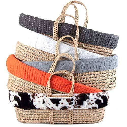 Grey Cable Knit Moses Basket and Bedding Set B4469