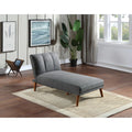 Blue Grey Polyfiber Adjustable Chaise Bed Solid Wood Legs Plush Couch T403425