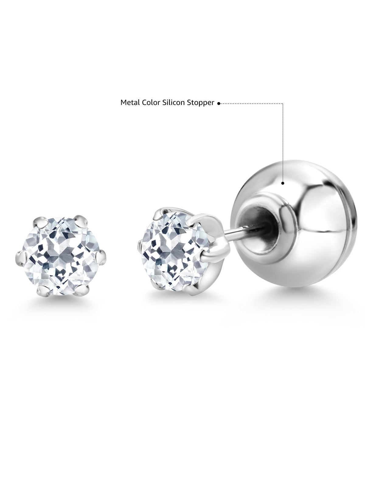 Platinum White Topaz Stud Earrings (0.66 Cttw, Round 4MM) J545574