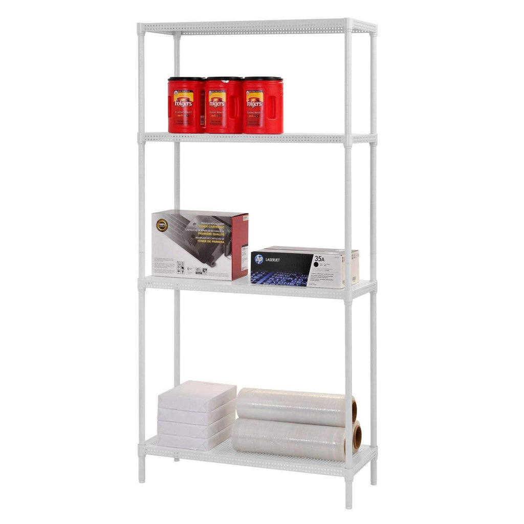 White 4-Level Perforated Wire Shelving S1592