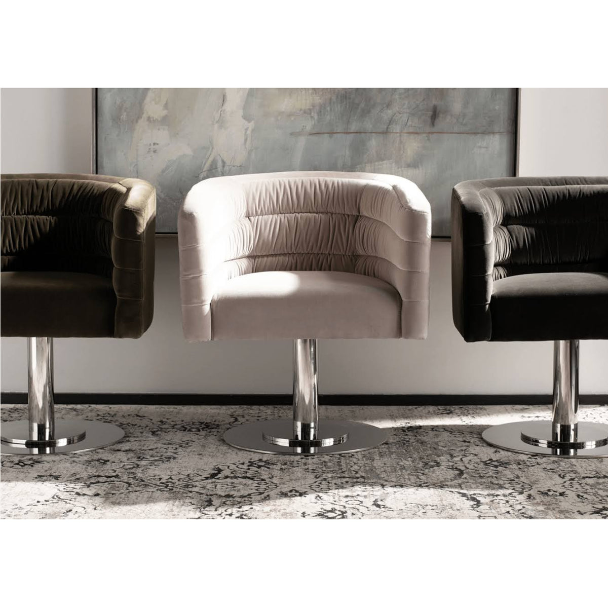 Almond Velvet Swivel Tub Chair E2634