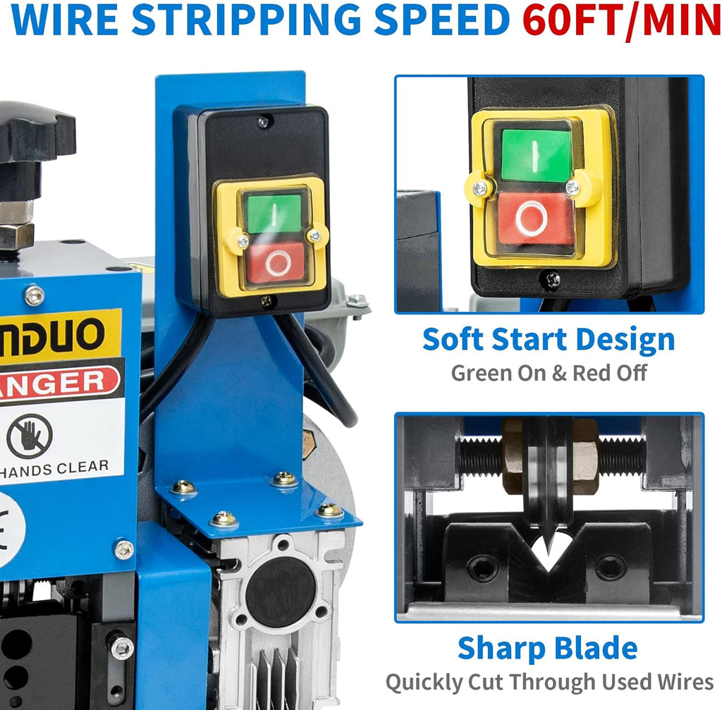Automatic Wire Stripper Machine, 0.06-1inch, 60ft/Min G70281