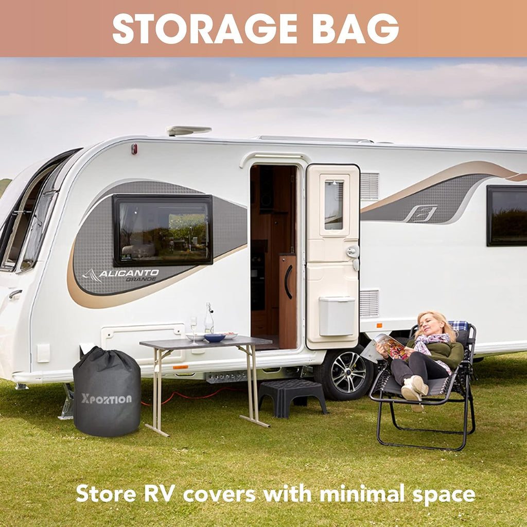 4-Layer Windproof Travel Trailer Cover Fits 27' - 30' with 2 Straps and 2 Patches X88338