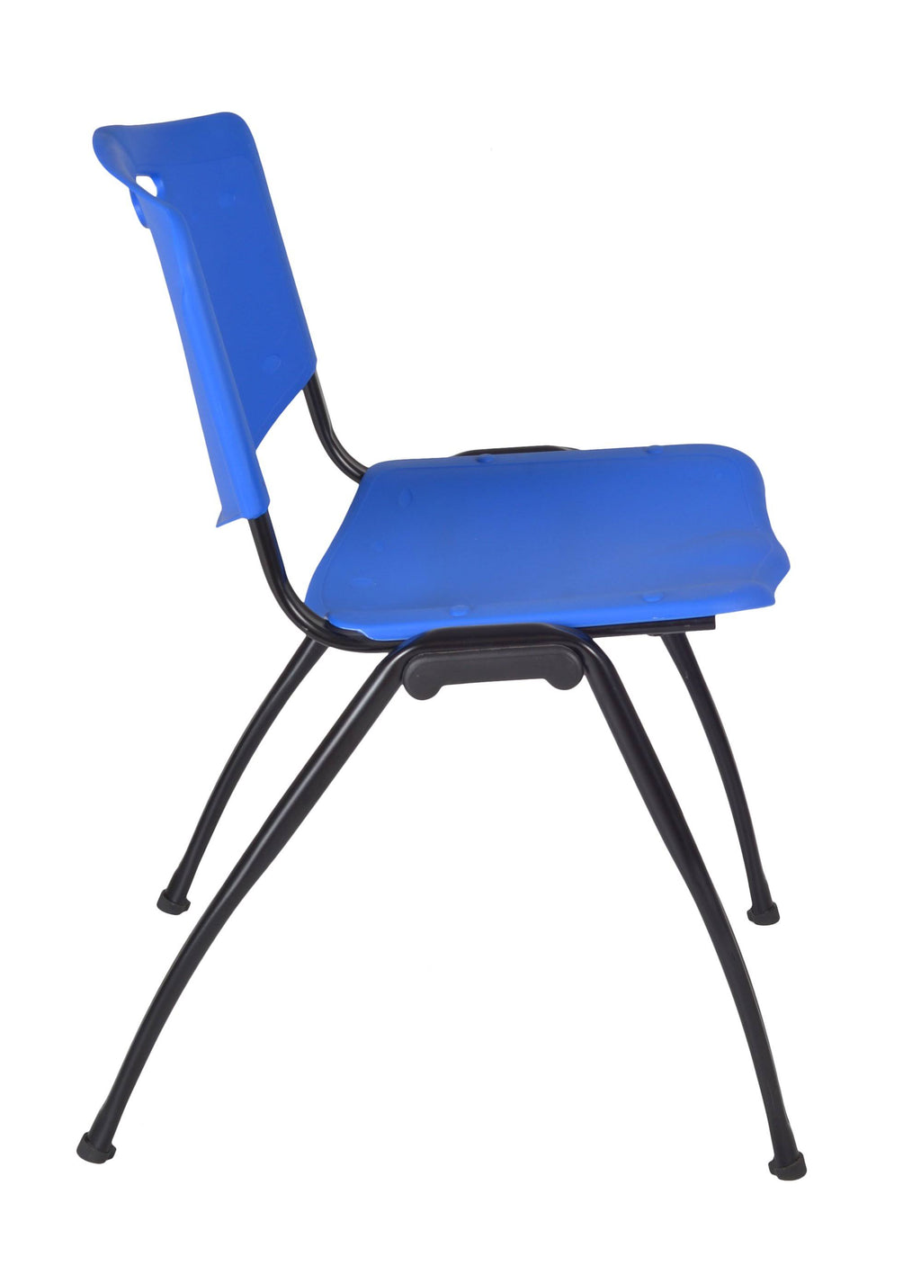 Mocha Walnut Square Breakroom Table with 4 Blue Stack Chairs G396