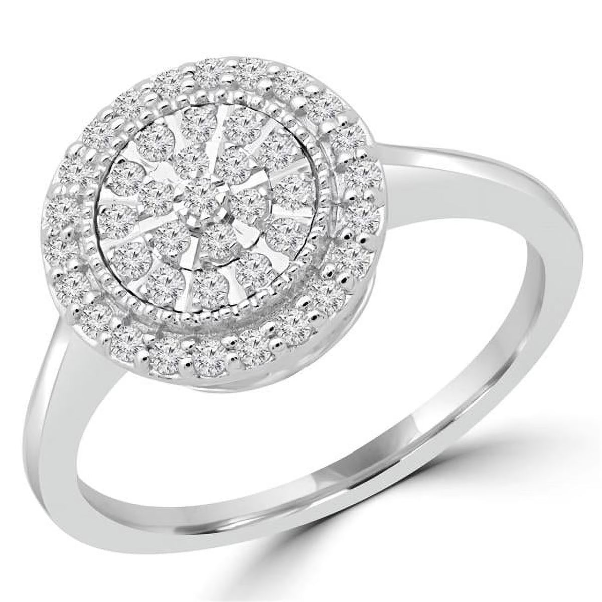 0.25 CTW Round Diamond Halo Cluster Engagement Ring in 10K White Gold P6054