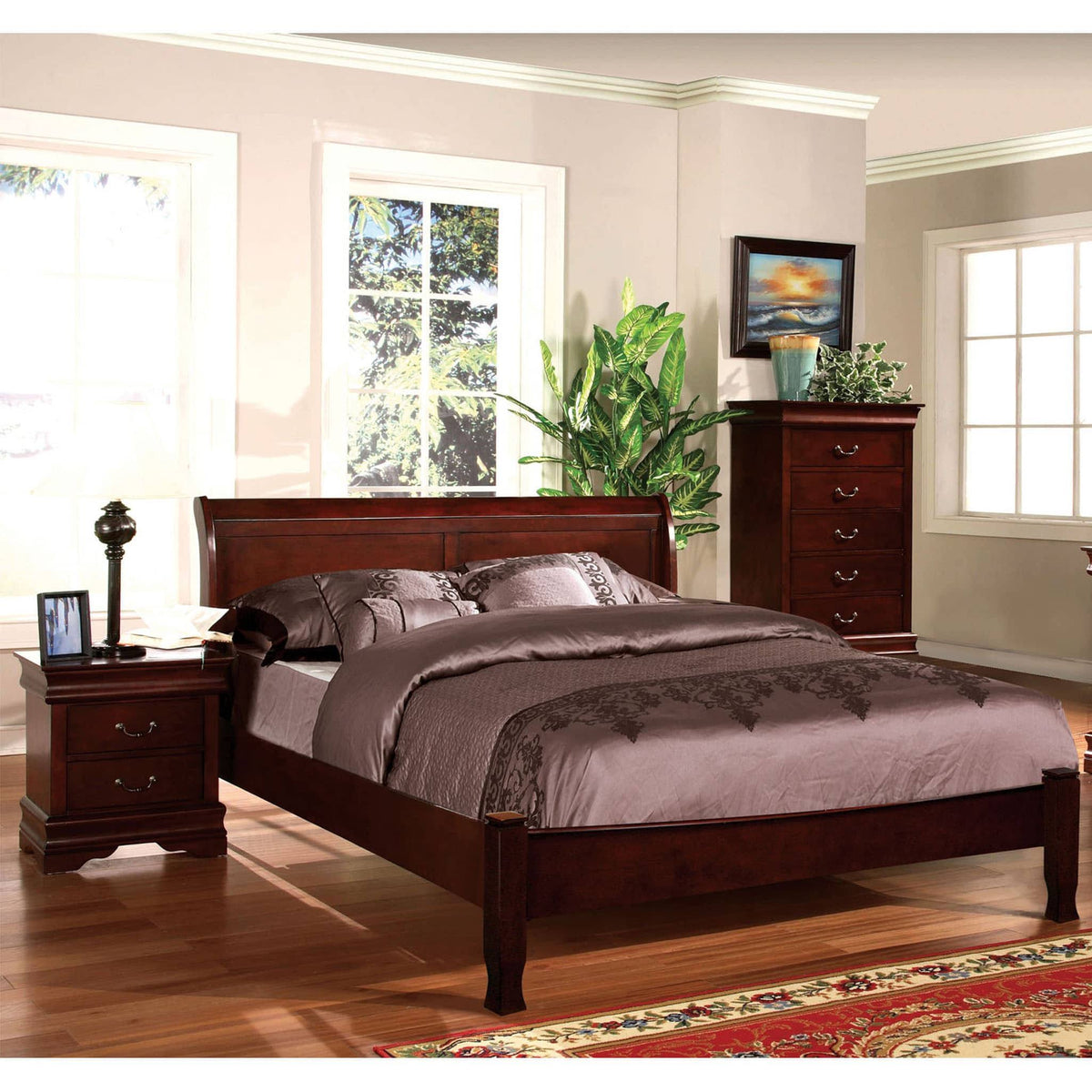 Cherry Red Paneled Platform Bed Twin M612