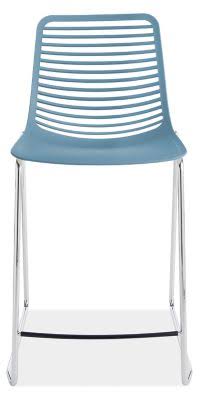 Modern Mini Counter Stool in Blue w/ Chrome Base U59929