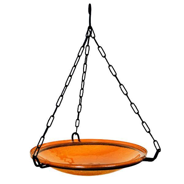 12 in. Mandarin Crackle Birdbath with Tripod Stand G875510
