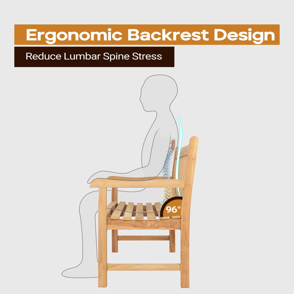 Teak Wooden Outdoor Garden Bench with Armrest D897035