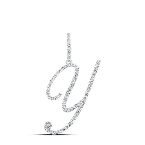 10kt White Gold Diamond Initial Letter Pendant B648