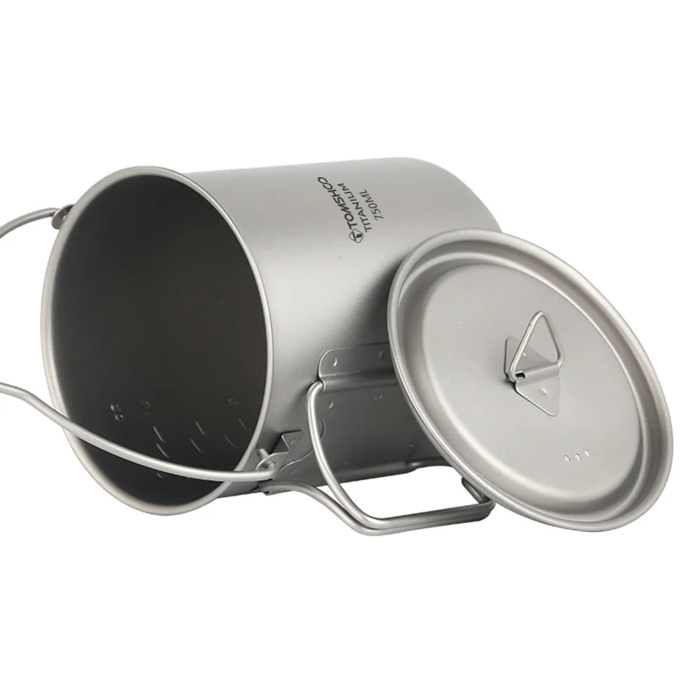 Titanium Pot 750ml with Lid and Foldable Handles L741590