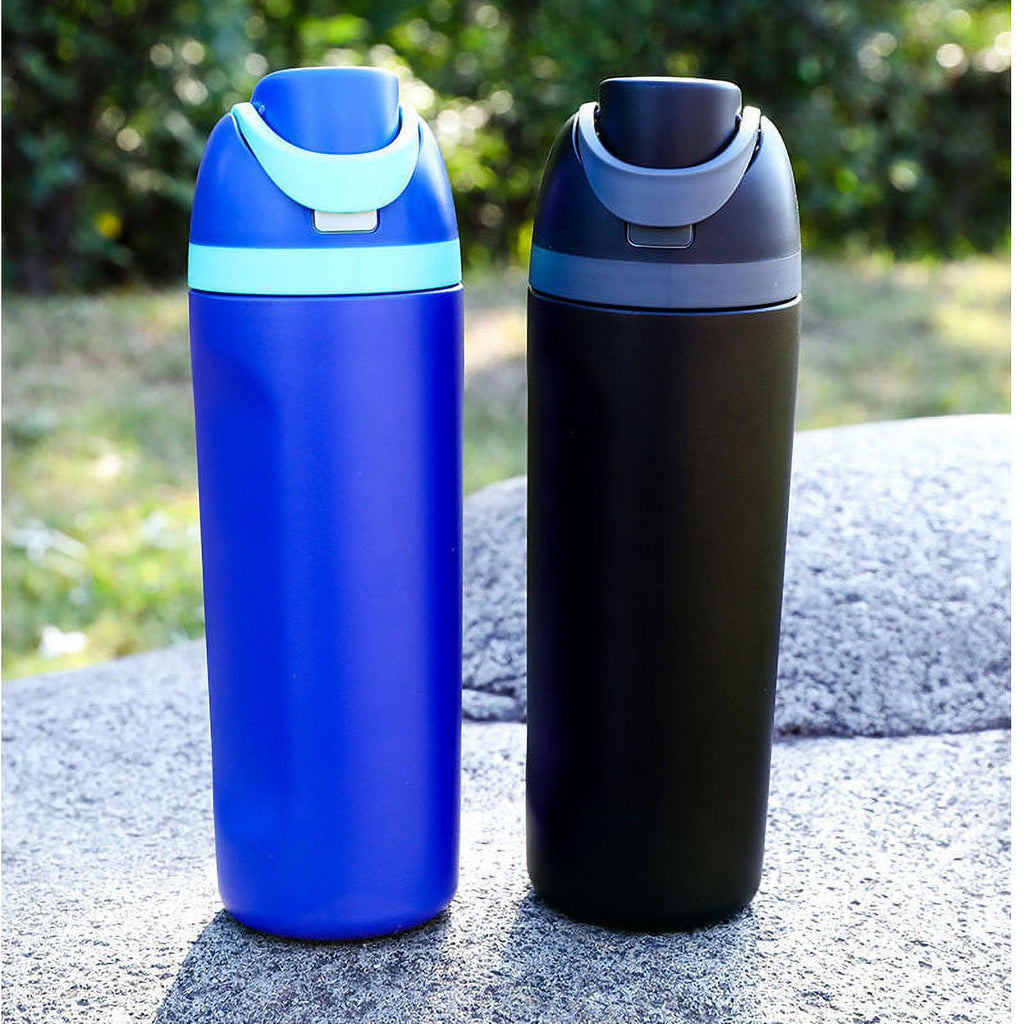 Blue Insulated Stainless Steel Water Bottle with Straw, 20oz Y70779