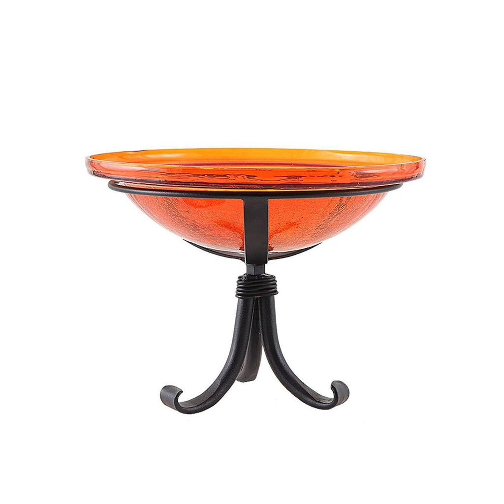 12 in. Mandarin Crackle Birdbath with Tripod Stand G875510