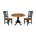 Black 3 Piece Drop Leaf Solid Wood Dining Set D3005