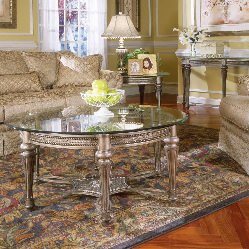Round End Table with Glass Top S6502