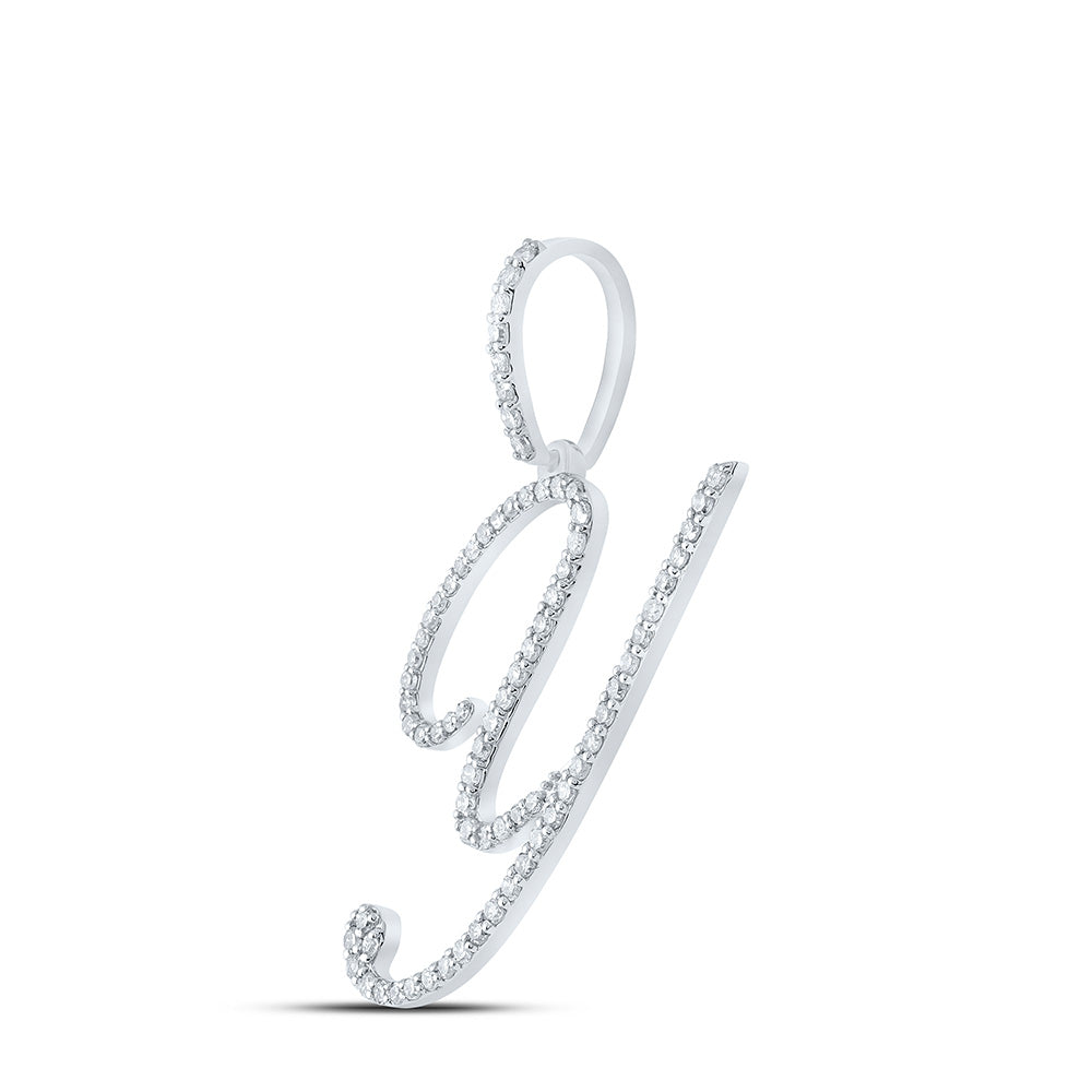 10kt White Gold Diamond Initial Letter Pendant B648