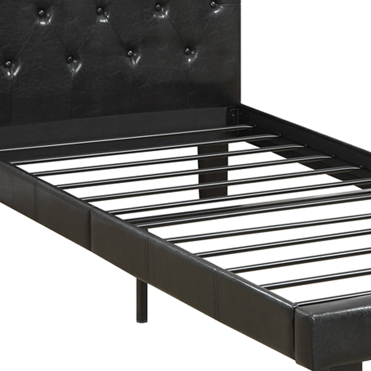 Black Faux Leather Headboard Full Bed S436748