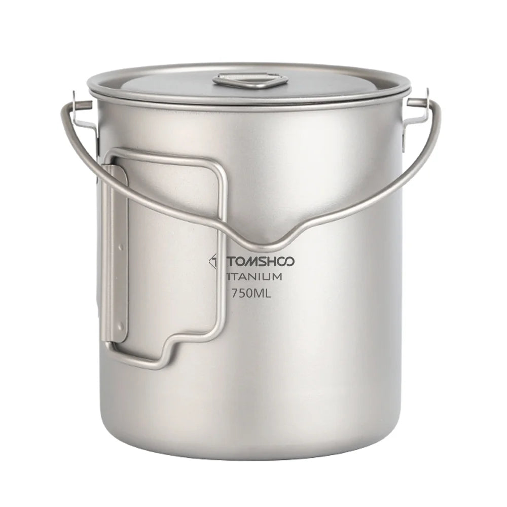 Titanium Pot 750ml with Lid and Foldable Handles L741590