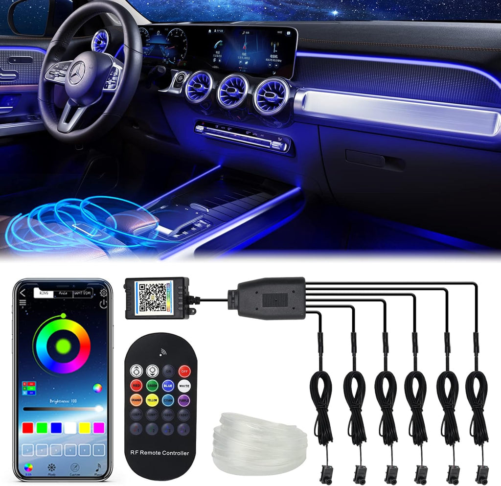 6 in 1 Car LED Strip Lights with Remote and APP Control S872441