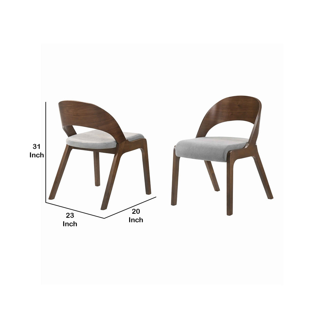 Brown and Gray Curved Back Wood Dining Chair, Set of 2 R9703