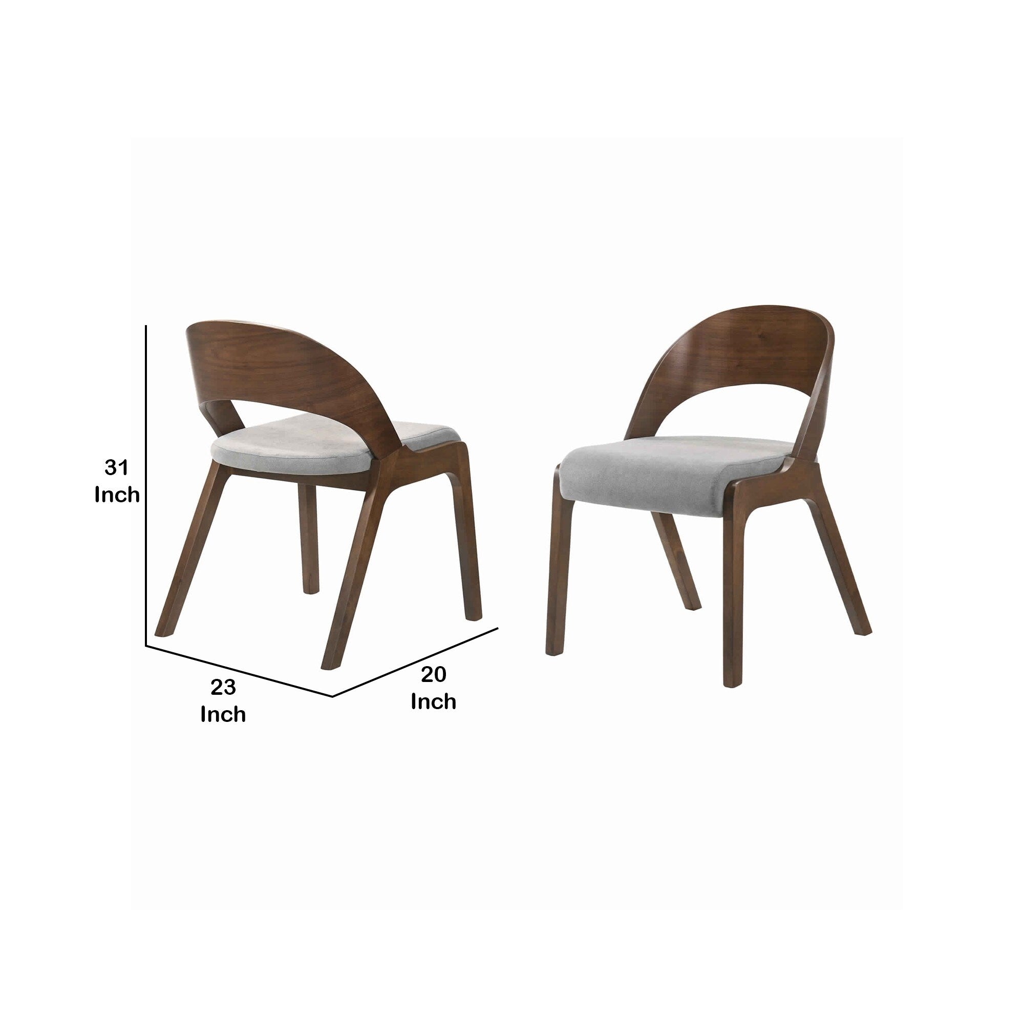 Brown and Gray Curved Back Wood Dining Chair, Set of 2 R9703