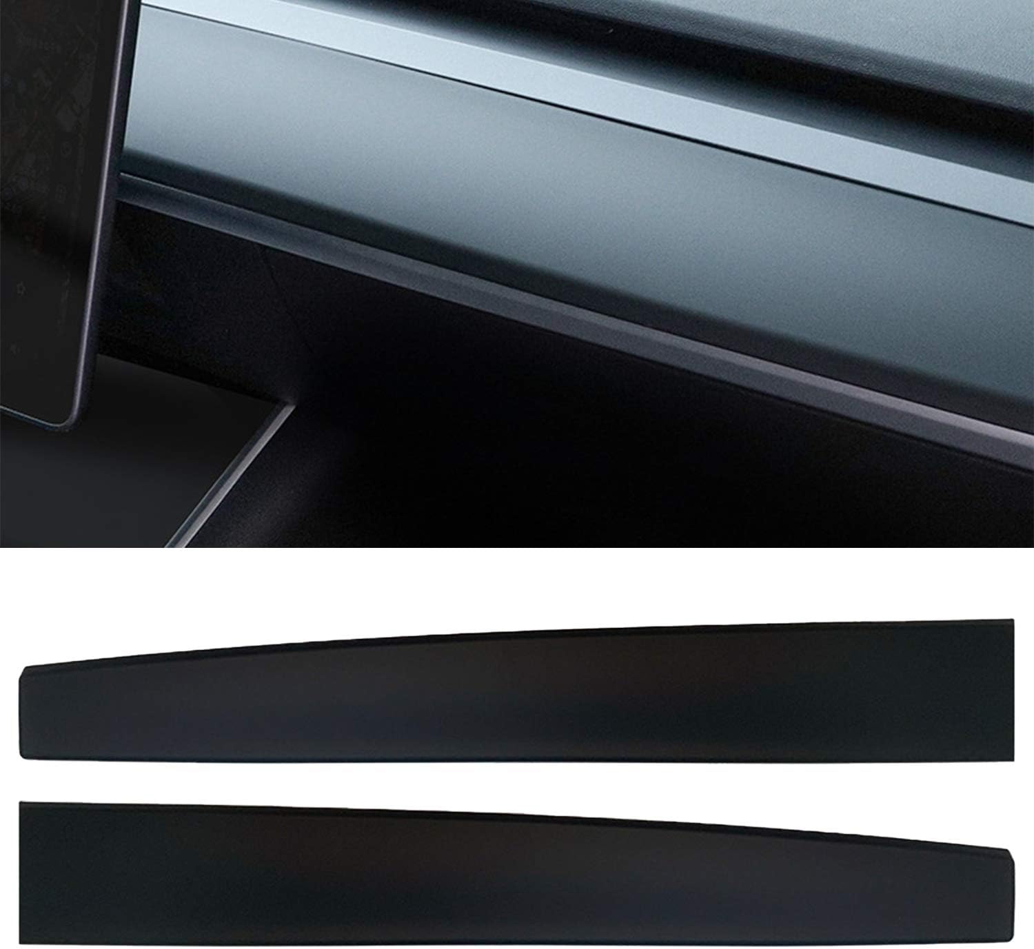 Matte Black ABS Dashboard Wrap Kit Cover Cap for Tesla Model 3 Model Y, Pack of 2 N250