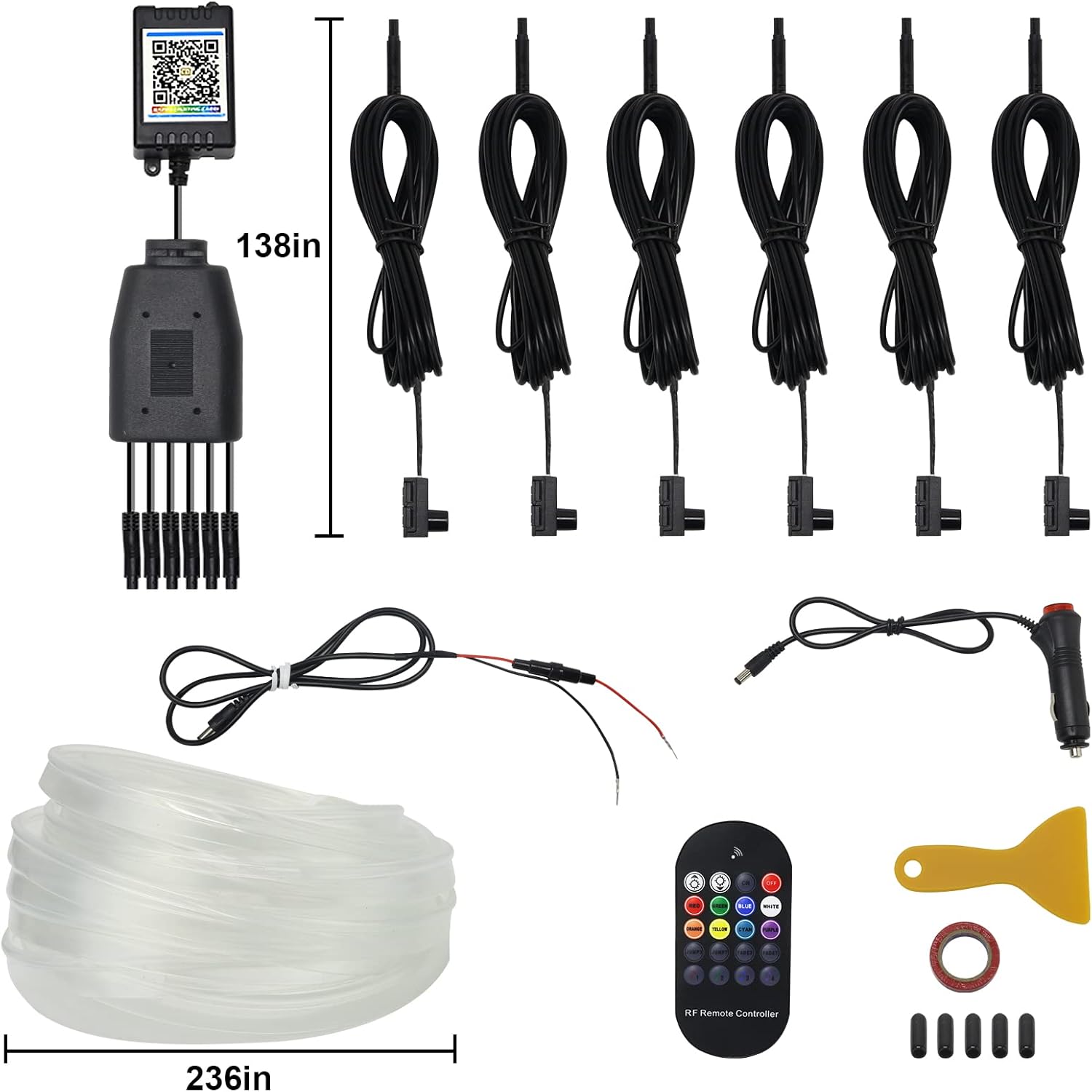 6 in 1 Car LED Strip Lights with Remote and APP Control S872441