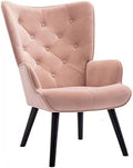 Yellow Velvet Upholstered Accent Chair with Arms and Solid Wood Legs O977715
