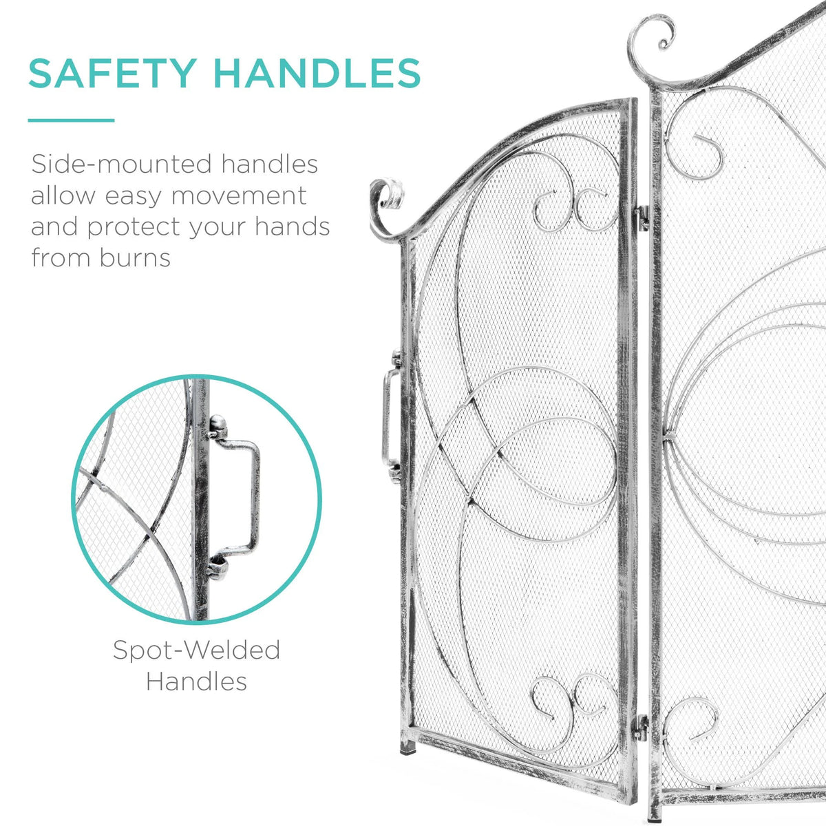 Pewter Wrought Iron Fireplace Safety Screen Spark Guard Cover S872